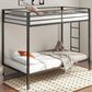 Pacific Landing Alevera Twin Over Twin Bunk Bed with Ladder in Matte Black, , large