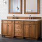 James Martin Vanities Bristol 72" Double Bathroom Vanity in Saddle Brown with 3 cm Ethereal Noctis Quartz Top and Rectangular Sinks, , large
