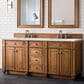 James Martin Vanities Bristol 72" Double Bathroom Vanity in Saddle Brown with 3 cm Ethereal Noctis Quartz Top and Rectangular Sinks, , large