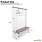 HOMLUX 6-Hook Hall Tree with 16-Compartment in White and Walnut, , large