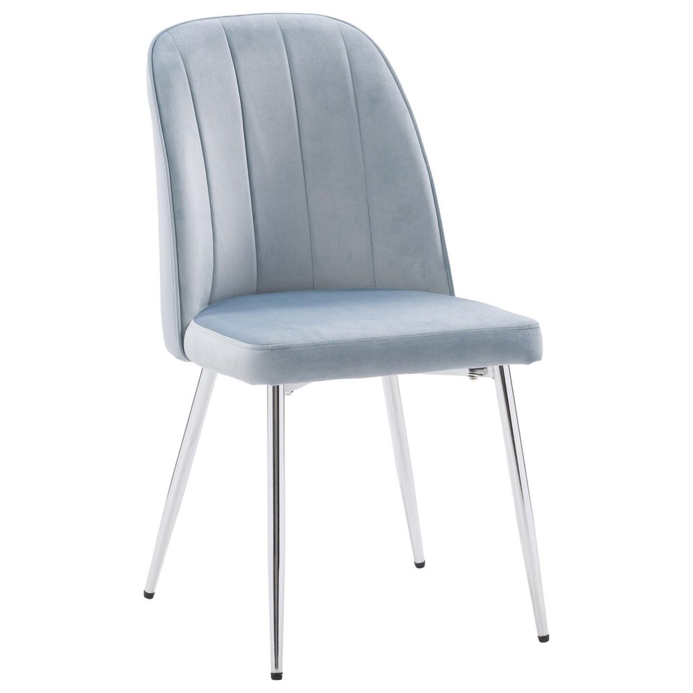 CorLiving Nash Side Chair with Blue Cushion in Chrome, , large