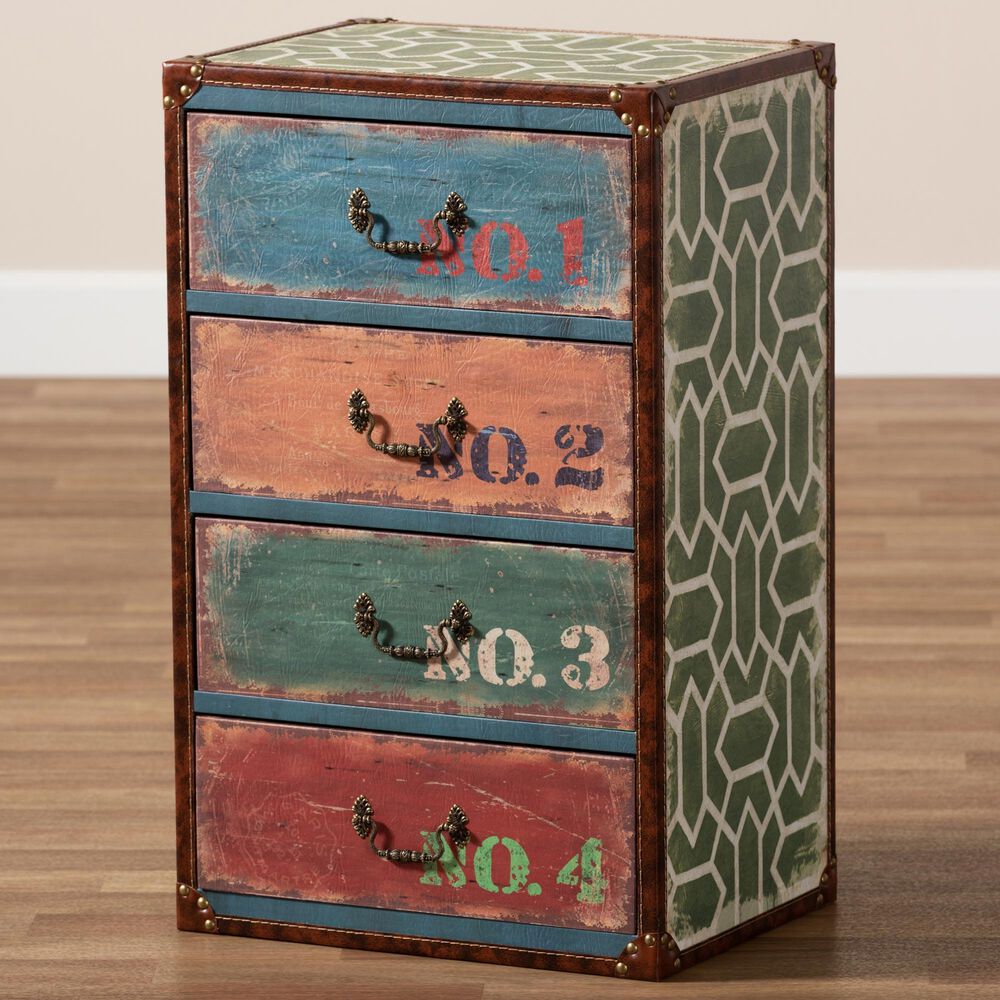 Baxton Studio Amandine 4-Drawer Accent Storage Cabinet in Multicolor, , large