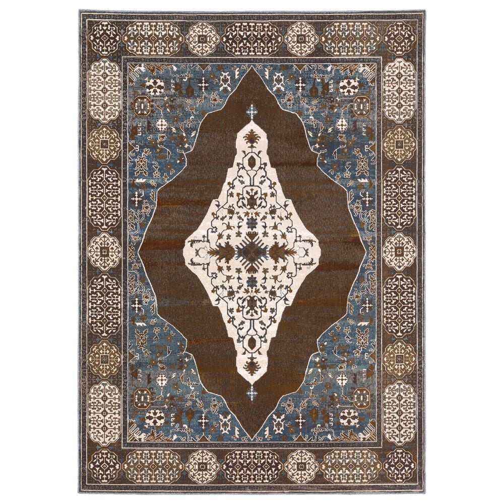 Oriental Weavers Ellington ELL06 3"10" x 5"5" Rust and Blue Area Rug, , large