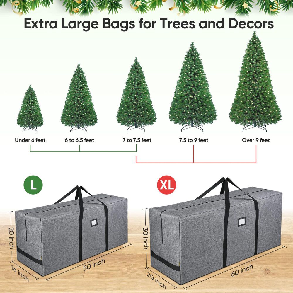 HOMLUX 7.5' Christmas Tree Storage Bag in Grey, , large