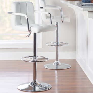 Parkerville Furniture Line Quilted Barstool with White Seat in Chrome, , large