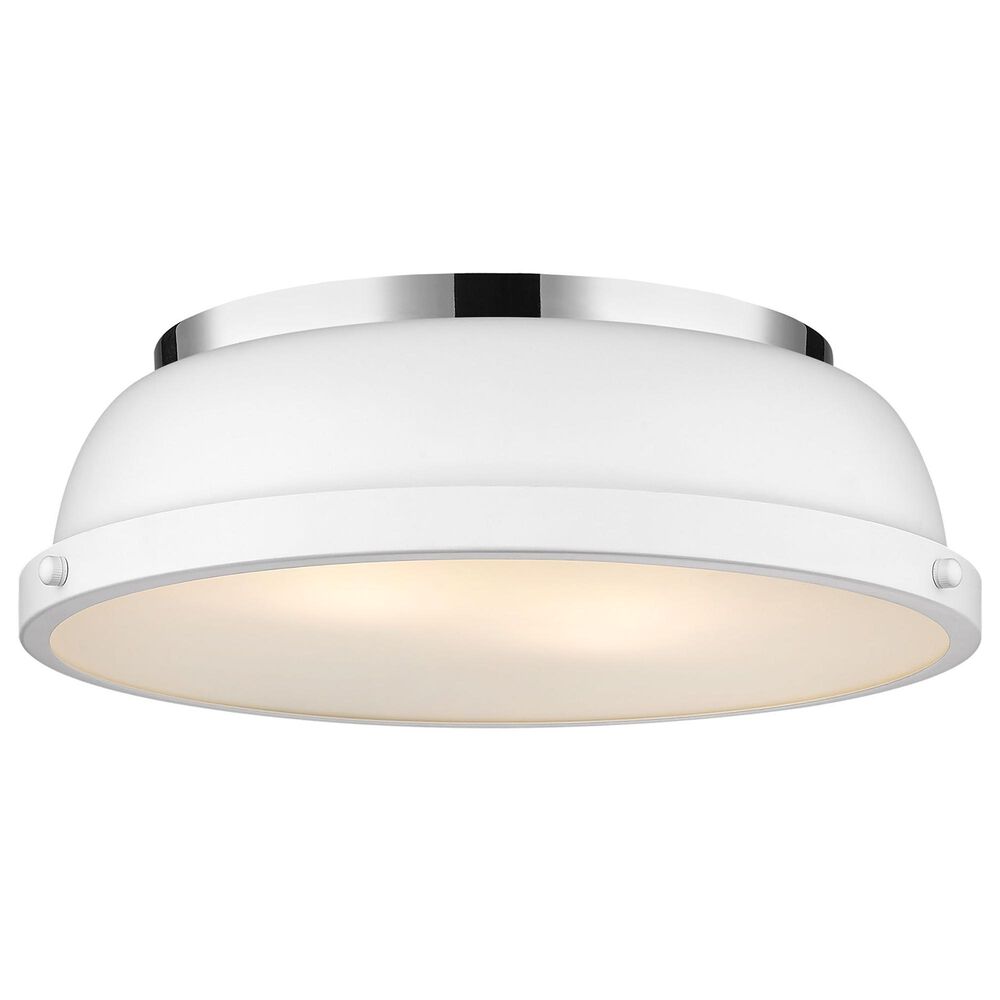 Golden Lighting Duncan Flush Mount in Chrome with White Shade, , large