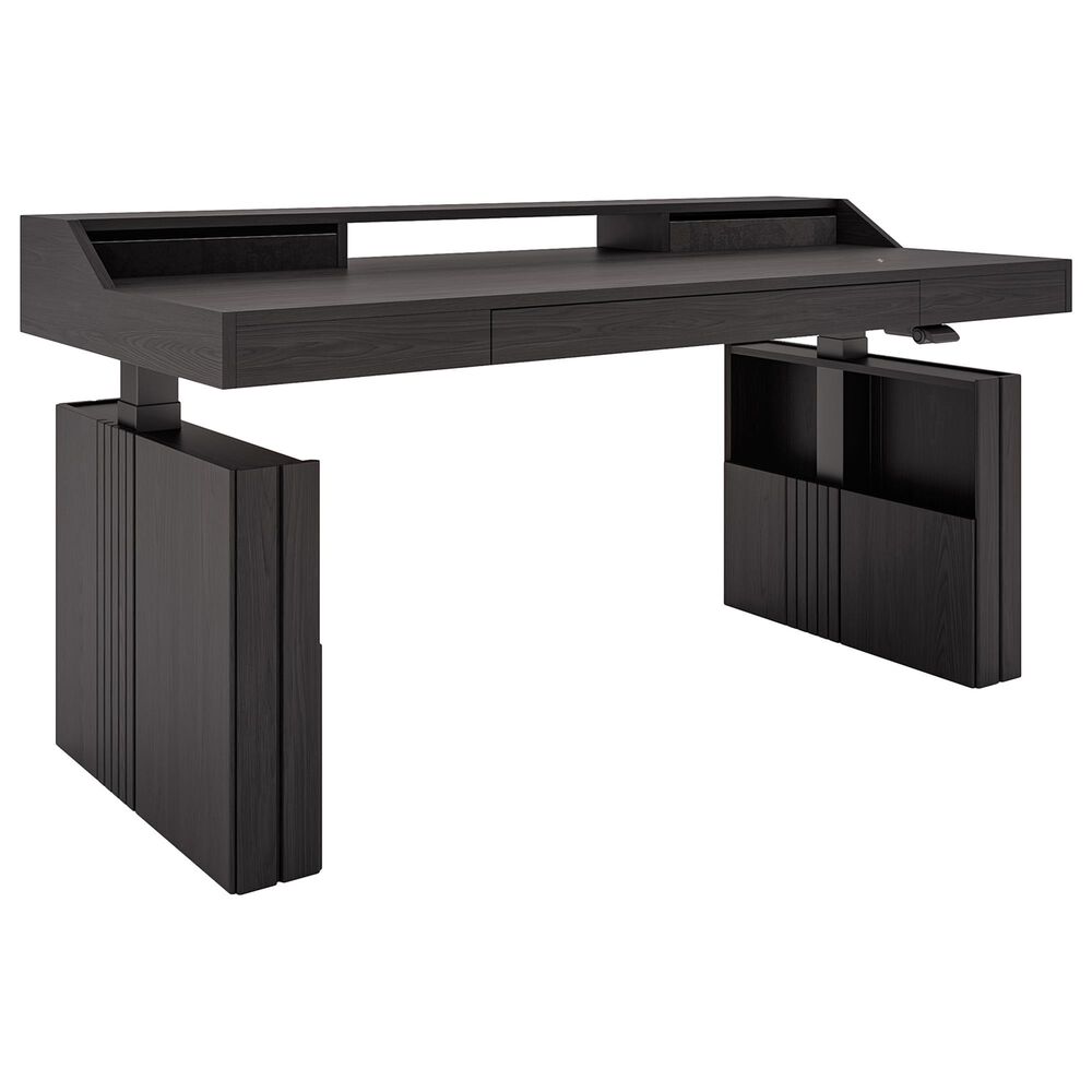 CalmRise 63" Power Standing Desk in Black Oak, , large