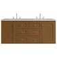 James Martin Laurent 60" Double Bathroom Vanity in Honey Oak with 3 cm Eternal Jasmine Pearl Silestone Top and Rectangular Sinks, , large