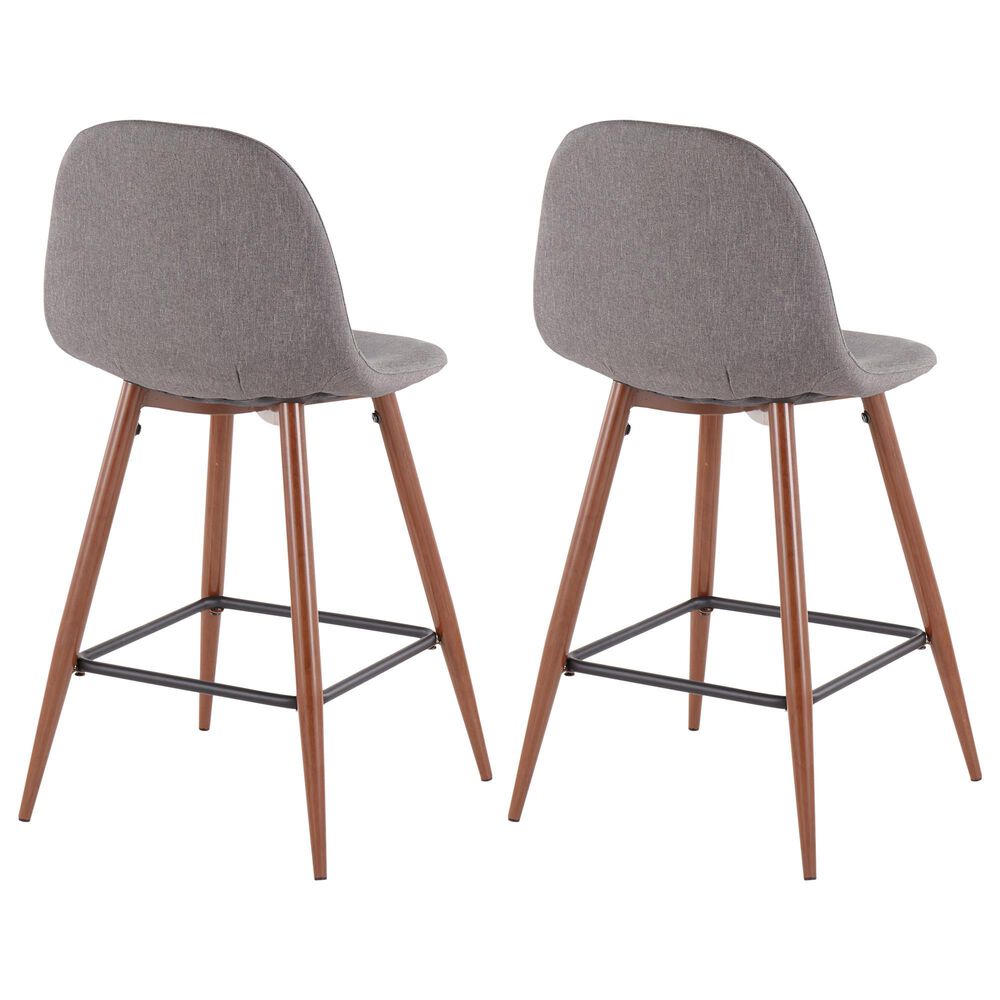 Lumisource Pebble Counter Stool in Charcoal/Walnut &#40;Set of 2&#41;, , large