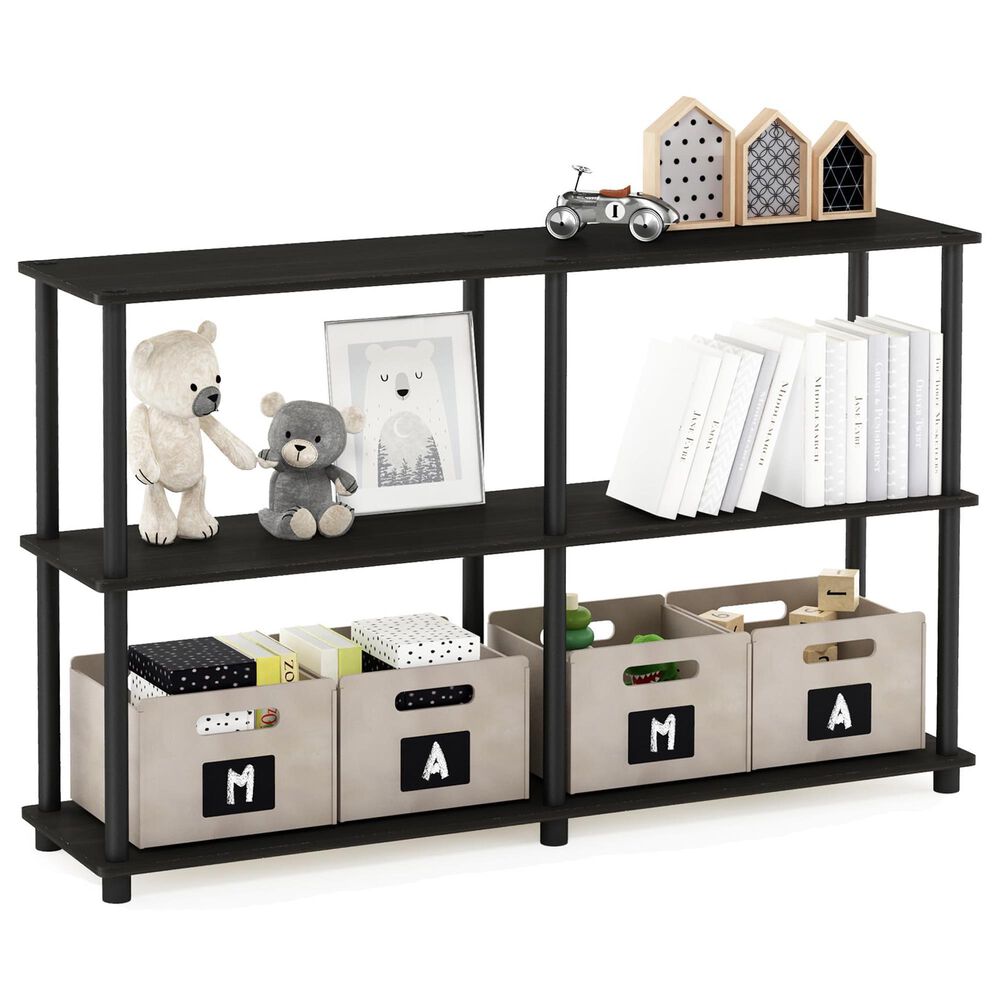 HOMLUX Turn-N-Tube 3-Tier Double Size Storage Display Rack in Espresso and Black, , large