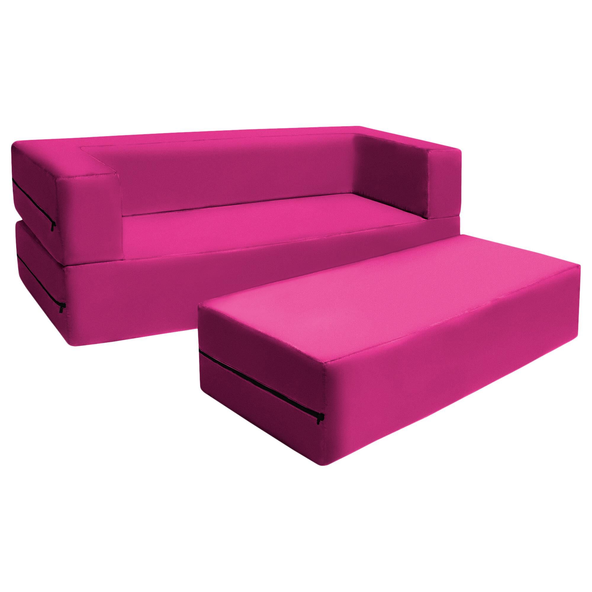 Jaxx Zipline Big Kids Modular Sofa & Ottoman in Fuchsia
