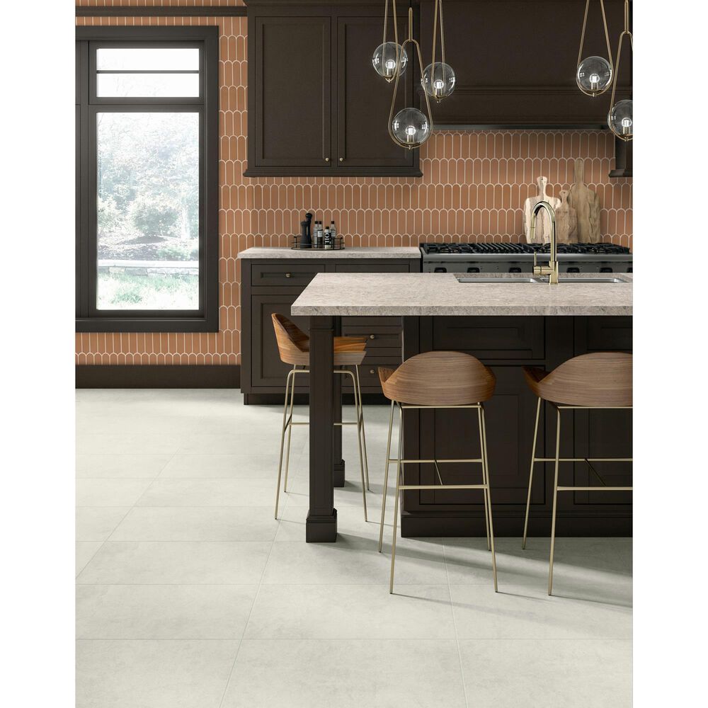 Dal-Tile Artefino Vintage Morganite 2" x 6" Fish Scale on 12" x 13" Porcelain Mosaic Sheet, , large