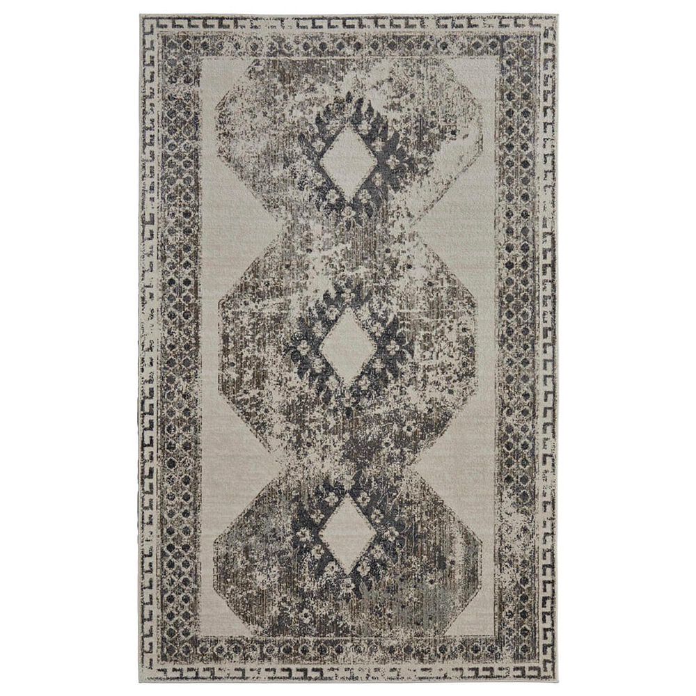 Feizy Kano Oriental 7"10" x 10" Ivory and Charcoal Area Rug, , large