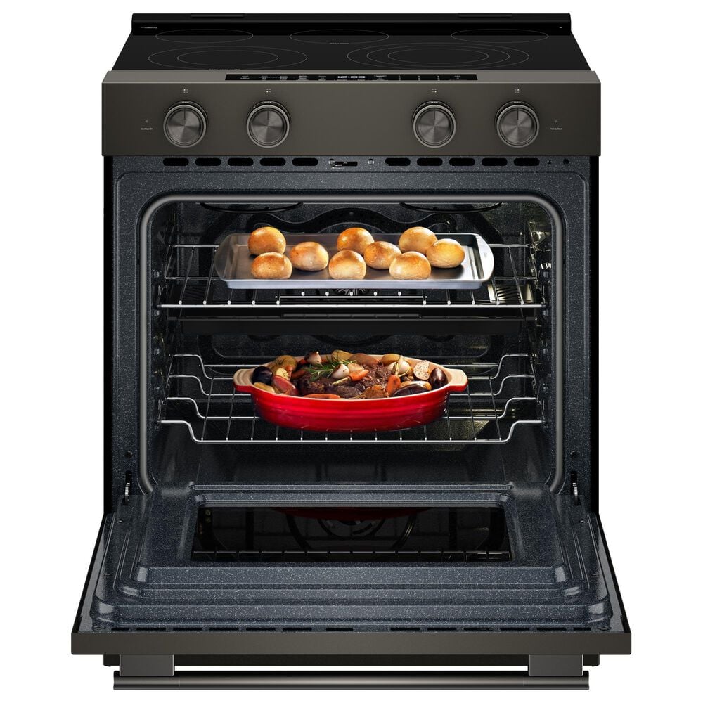KitchenAid 2-Piece Kitchen Package with 30" Slide-In Smart Electric Range and 30" Over-the-Range Microwave Oven in Black Ore, , large