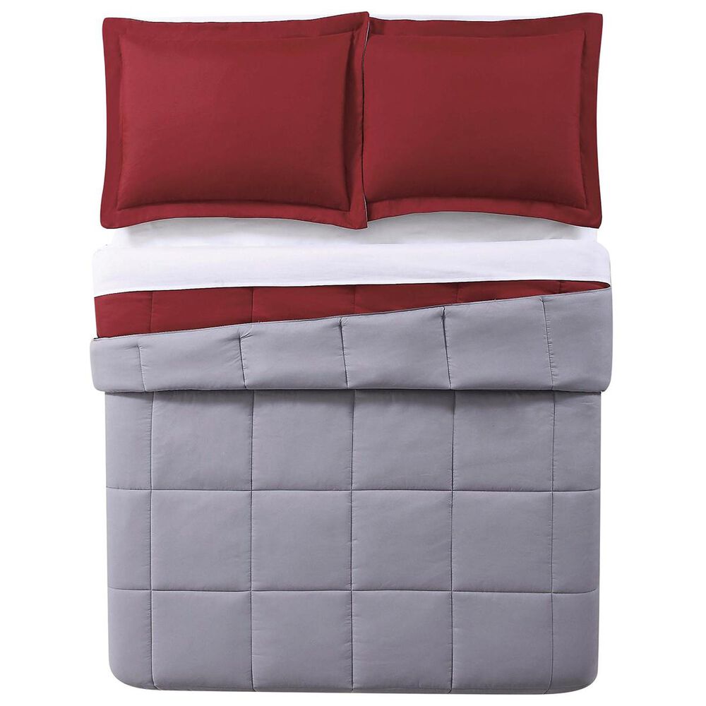Pem America Truly Soft Everyday 3-Piece Full/Queen Reversible Comforter Set in Red and Grey, , large