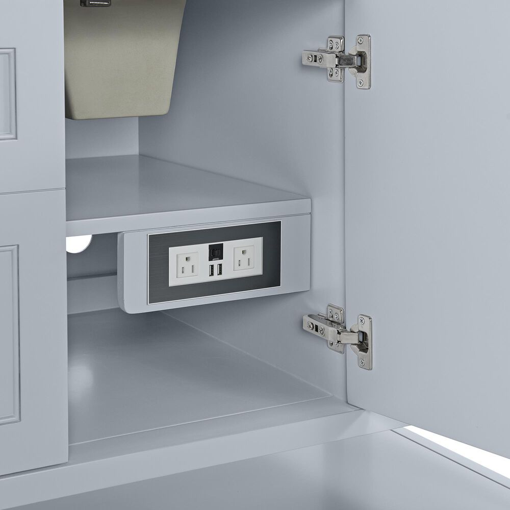 James Martin Vanities Breckenridge 60&quot; Single Bathroom Vanity in Serenity Blue with Single Hole 3 cm White Zeus Quartz Top and Rectangular Sink, , large