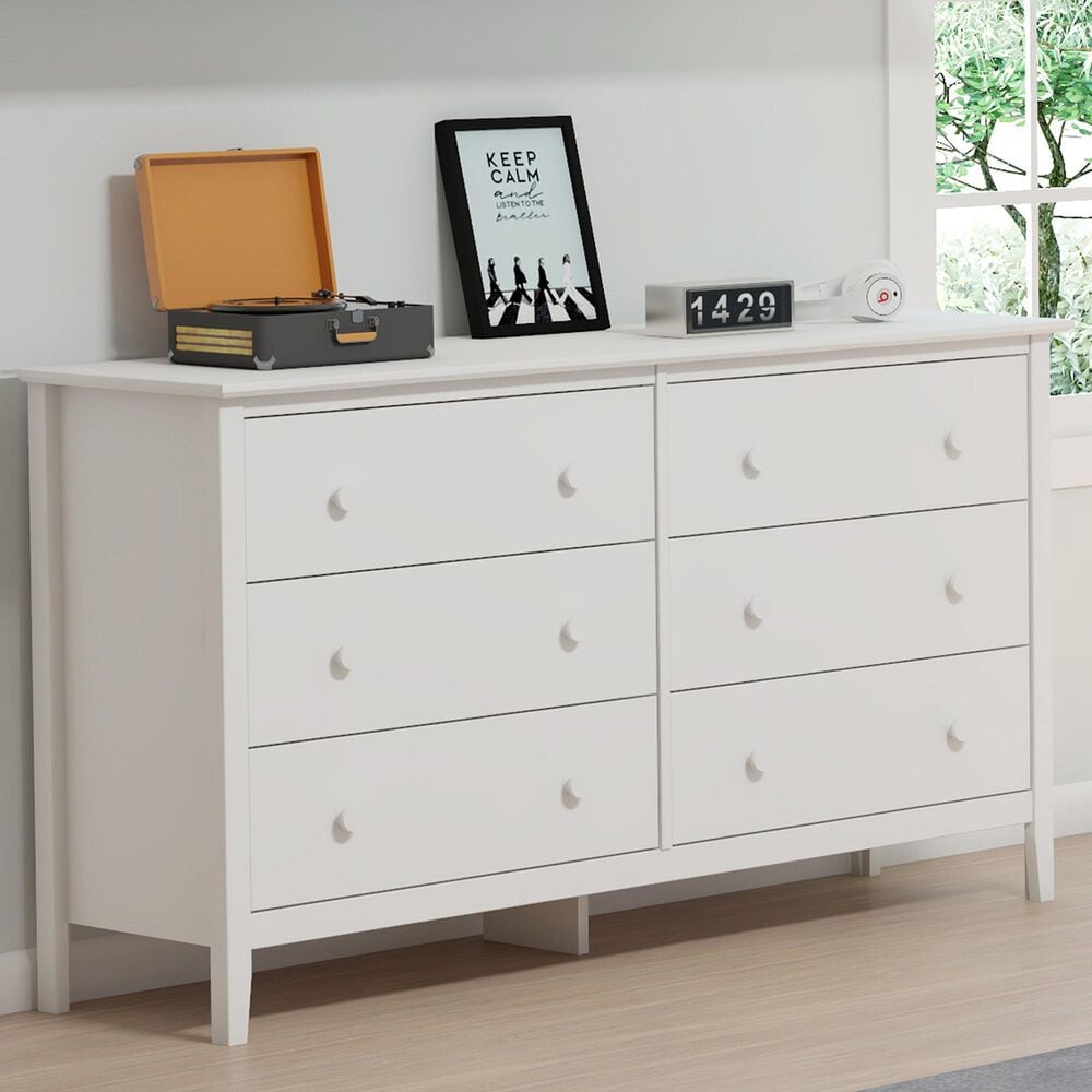 Timberlake Simplicity 6-Drawer Dresser in White, , large