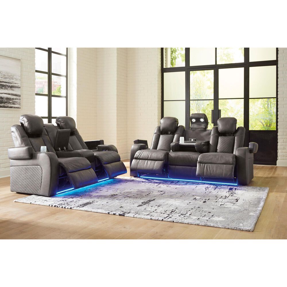 Ashley Fyne-Dyme 2-Piece Power Reclining Living Room Set in Shadow, , large