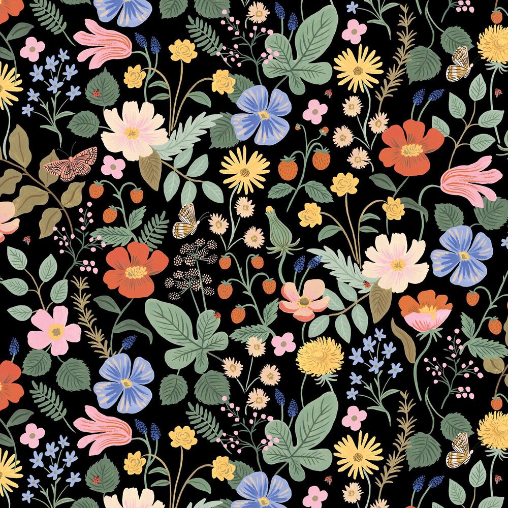 Rifle Paper Co Crafted by Cloth and Company Elly Queen Headboard in Canopy Black/Cream, , large