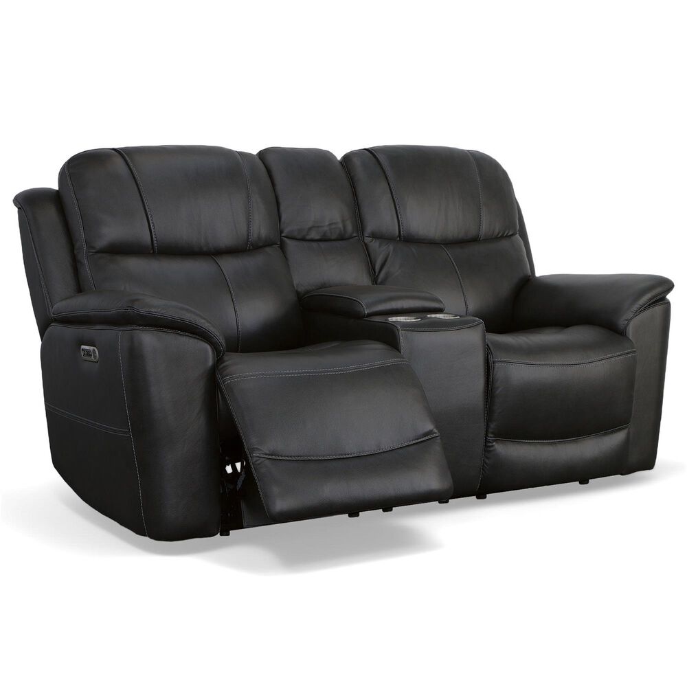 Flexsteel Crew 3-Piece Power Reclining Living Room Set in Raven Black, , large