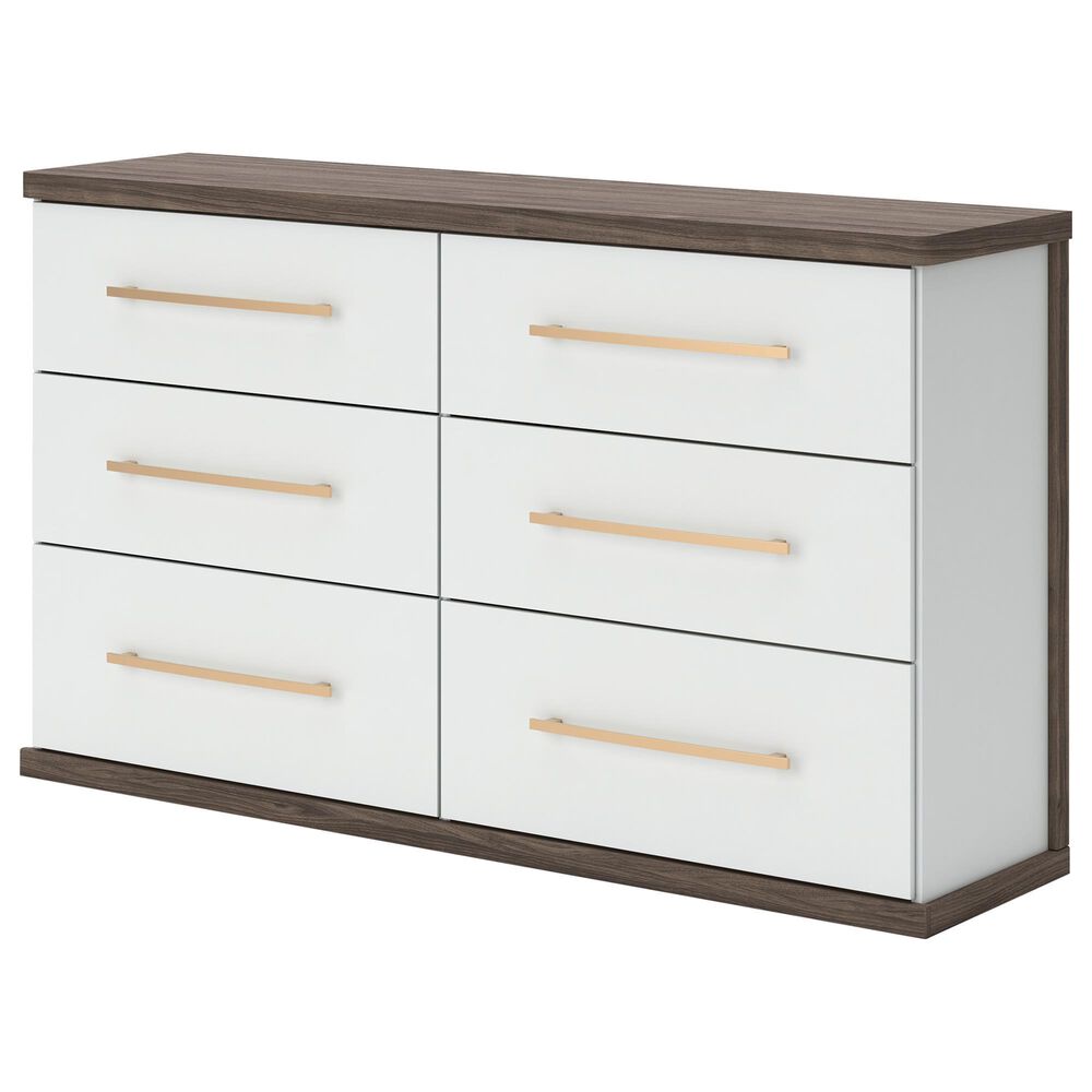 Ashley Kendanport 6-Drawer Dresser in Dark Brown and Matte White, , large