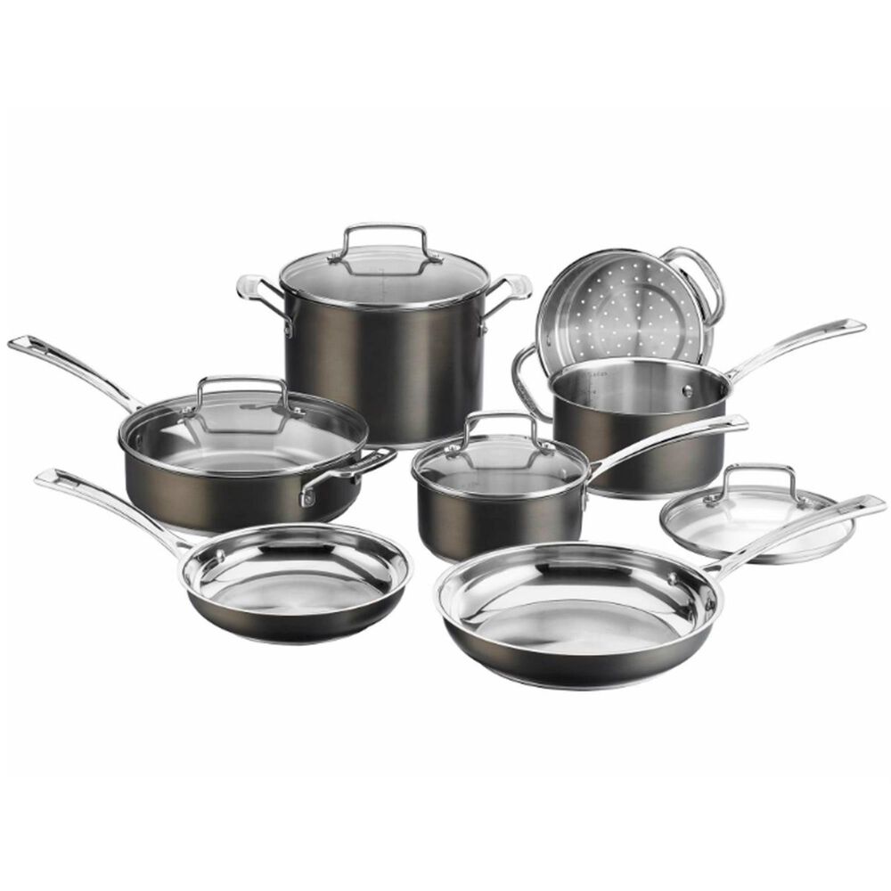 cuisinart cookware set 2 sauce pan 2 skillet induction ready stainless NO  LIDS