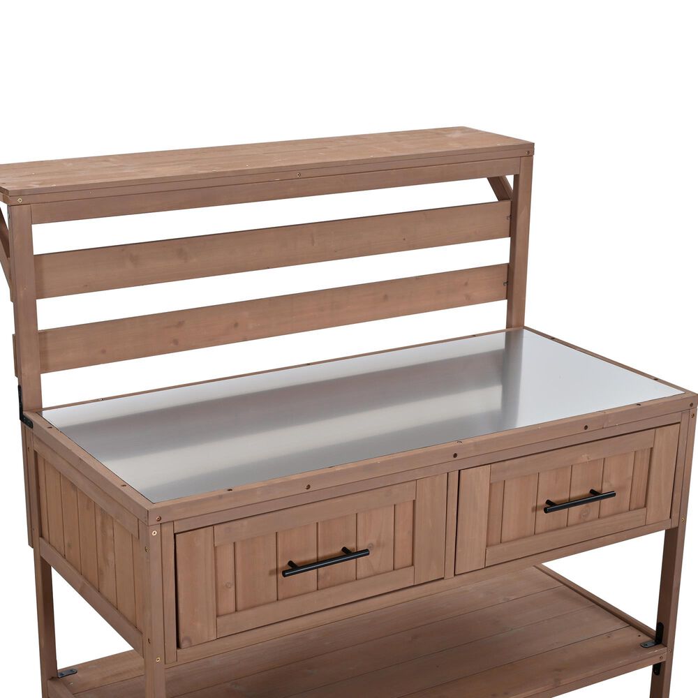 HOMLUX 62.3'' Outdoor Kitchen Island in Brown, , large