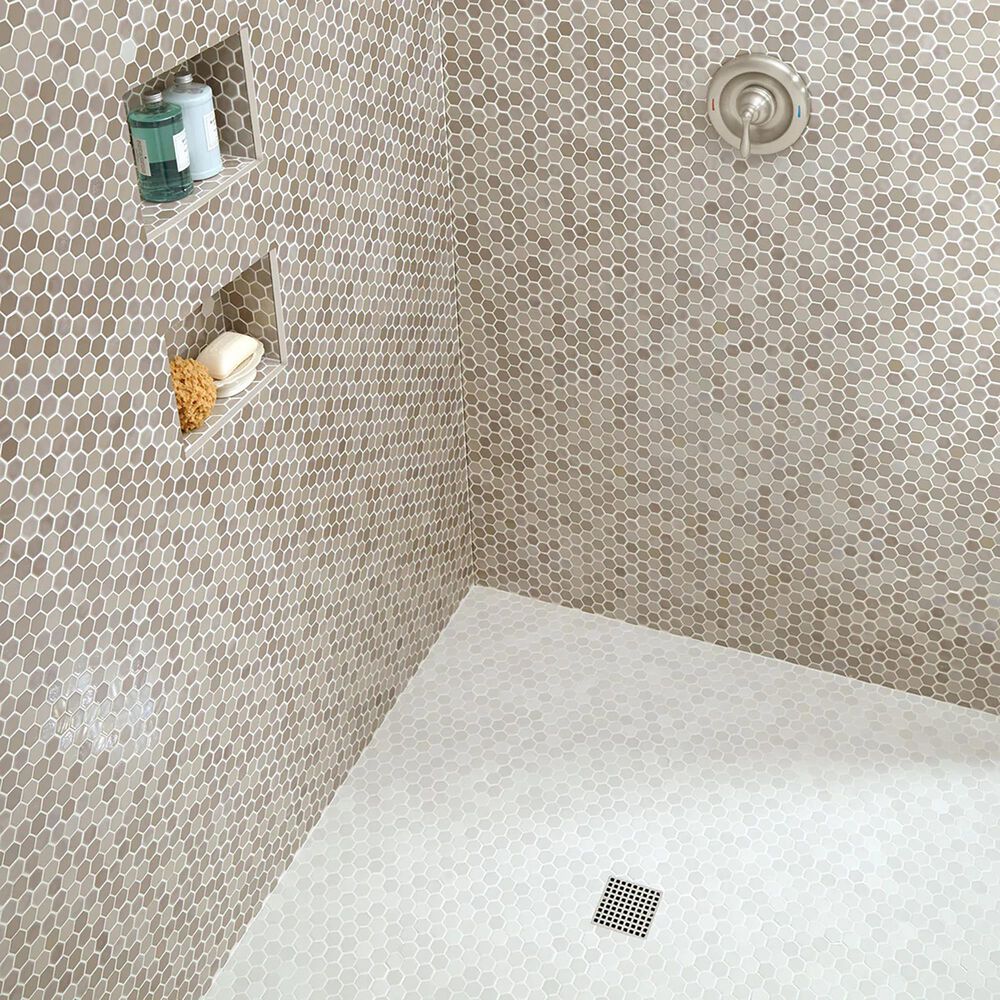 Dal-Tile Uptown Glass Frost Moka 1&quot; x 1&quot; Hexagon on 12&quot; x 12&quot; Glass Mosaic Sheet, , large