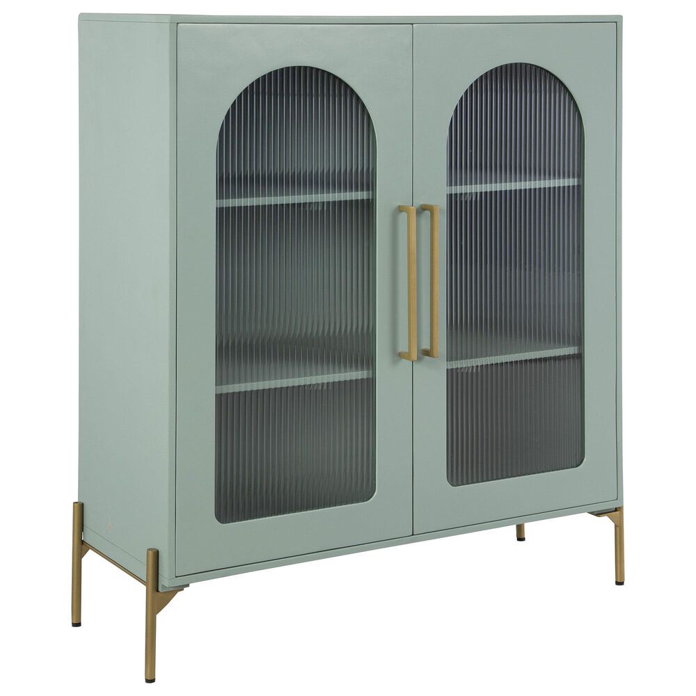 Ashley Adwen Accent Cabinet in Light Green and Gold, , large