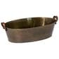 Maple and Jade Long Decorative Ice Bucket with Brown and Dark Brown Leather Strap Handles in Polished Bronze, , large