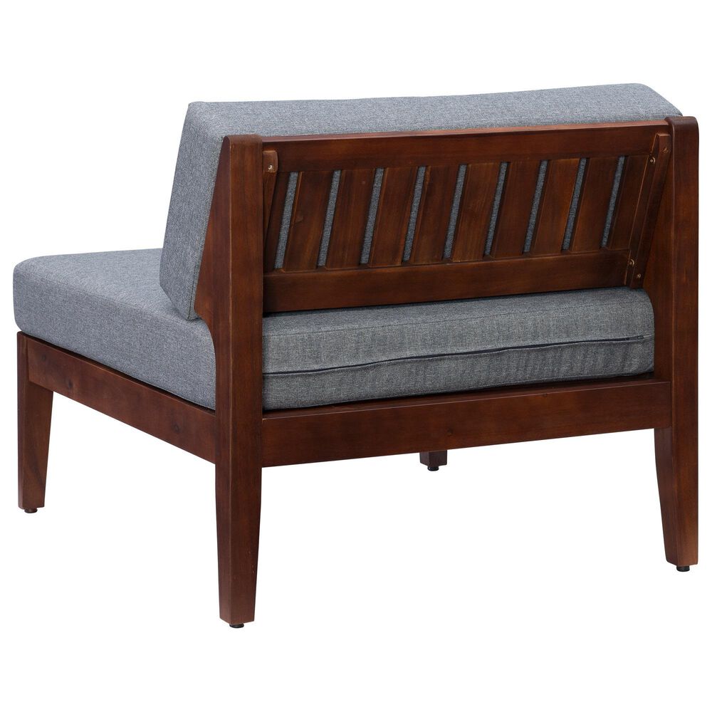 Linon Home Decor Summerlyn Patio Middle Chair with Walnut Frame in Grey, , large