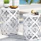 Hearth and Haven Outdoor End Table with Floral Pattern in White (Set of 2), , large