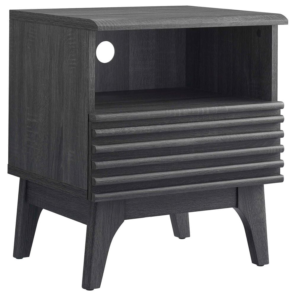 Modway Render 1 Drawer and Shelf Nightstand in Charcoal, , large