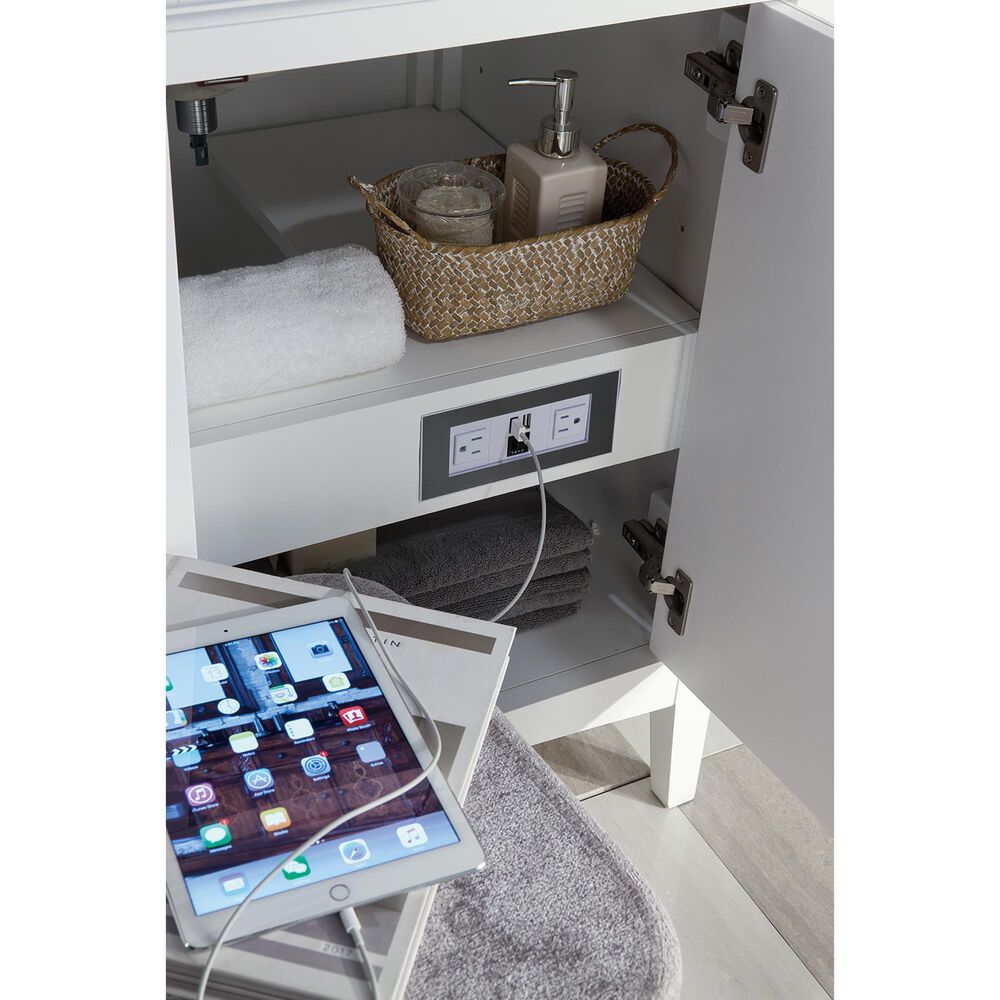 James Martin Vanities Palisades 60&quot; Double Bathroom Vanity in Bright White with 3 cm Carrara White Marble Top and Rectangular Sinks, , large