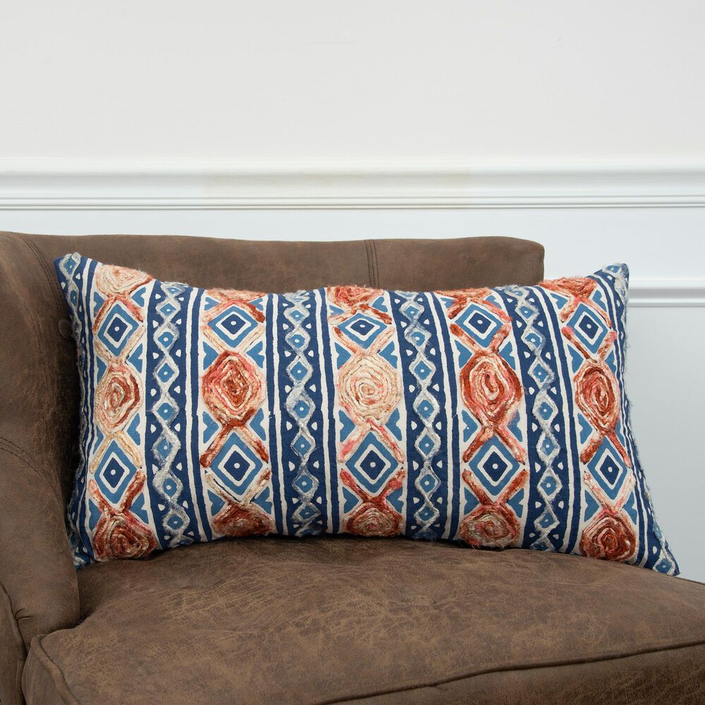 Rizzy Home Geometric 14" x 26" Pillow in Indigo, , large