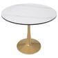 Leisuremod Leisuremod Bristol 31 round dining table Gold base with White Sintered stone Top, , large
