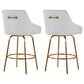 LumiSource Hannah Swivel Counter Stool with White Faux Leather Upholstery in Gold (Set of 2), , large