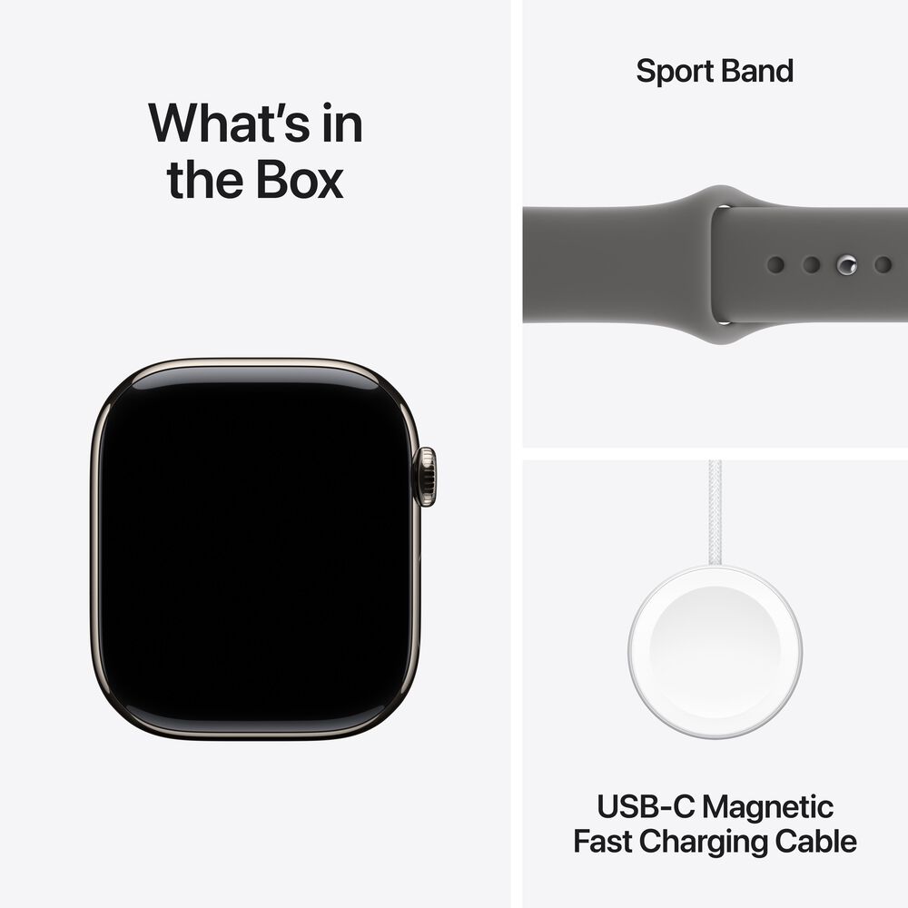 Apple Watch Series 11 &#40;GPS+Cellular&#41; 46mm Natural Titanium Case with Stone Gray Sport Band - M/L - Natural - &#40;2025&#41;&#40;Pre-Order&#41;, , large