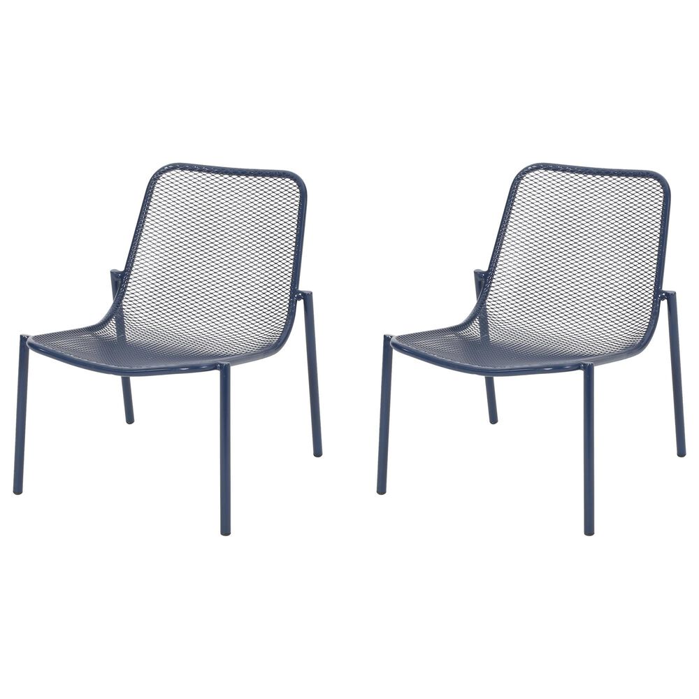 Hearth and Haven Kincaid Outdoor Stackable Mesh Chair in Navy (Set of 2), , large