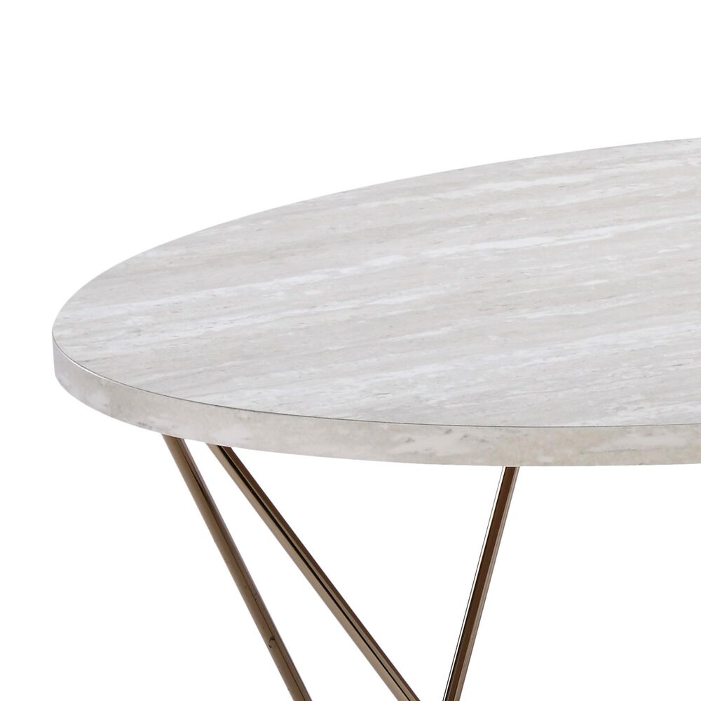 Steve Silver Rowyn 3-Piece Occasional Table in White with Faux Marble Finish, , large