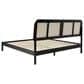 Walker Edison Neru King Platform Bed with Curved Rattan Headboard in Black, , large