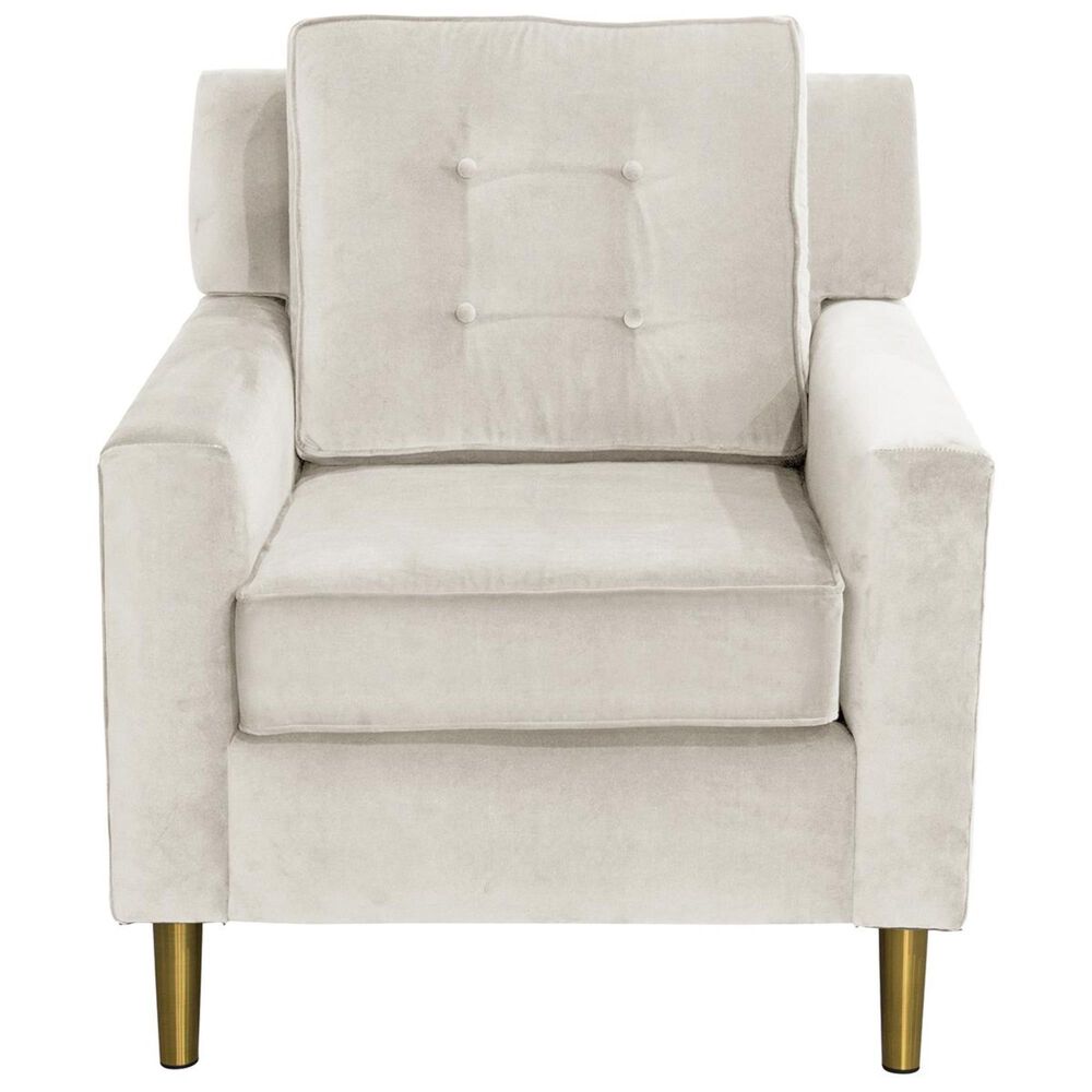 Skyline Furniture Arm Chair with Metal Legs in Regal Antique White Velvet, , large