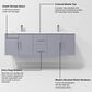 Lexora Home Geneva 60" Double Bathroom Vanity in Dark Grey with 2 cm White Cultured Marble Top and Rectangular Sinks, , large