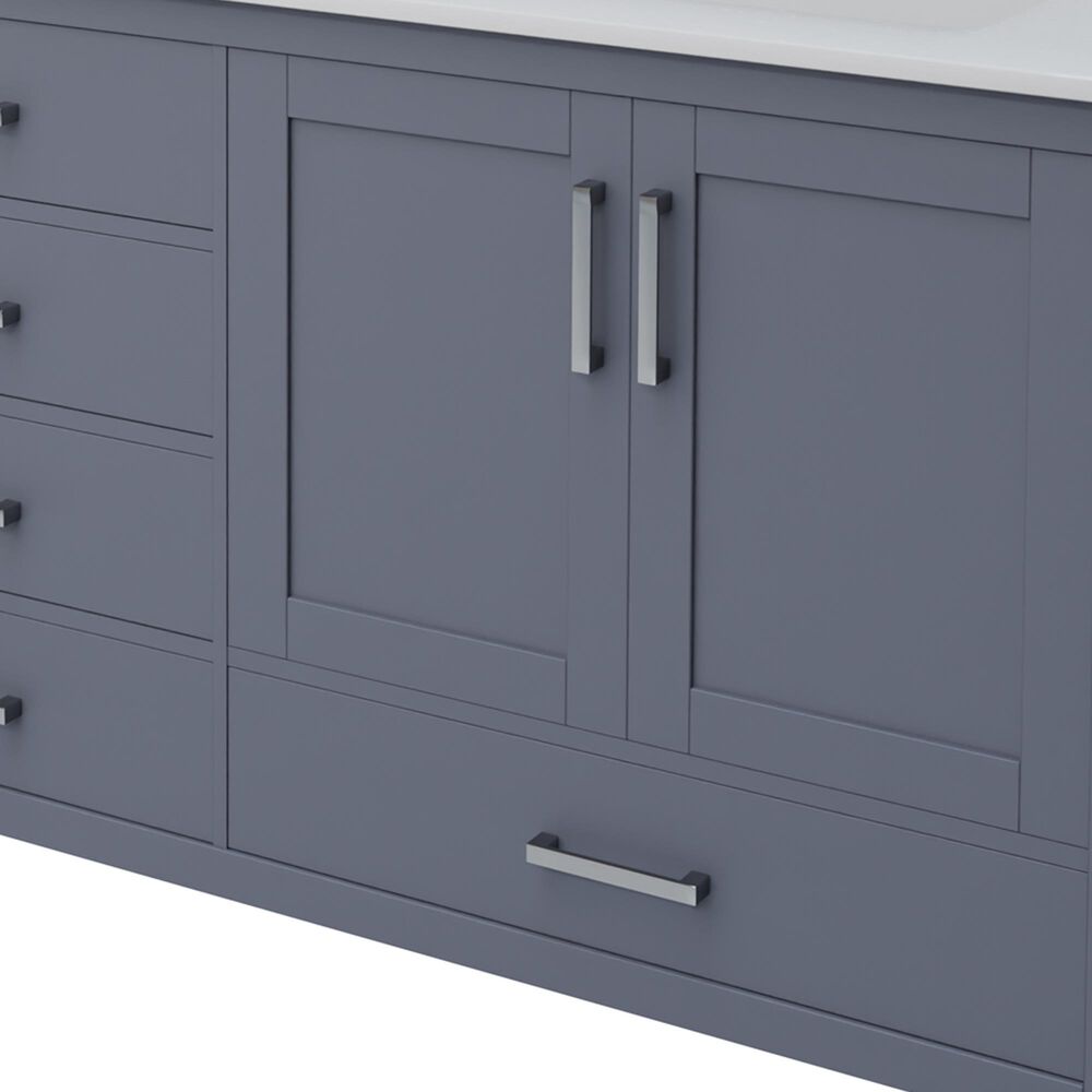 Lexora Home Jacques 72" Double Bathroom Vanity in Dark Grey with 2 cm White Cultured Marble Top and Rectangular Sinks, , large