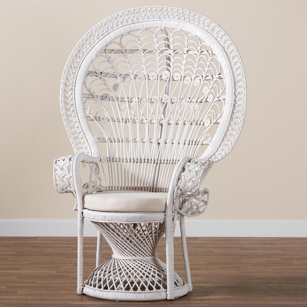 Baxton Studio Kallima Peacock Chair in White, , large