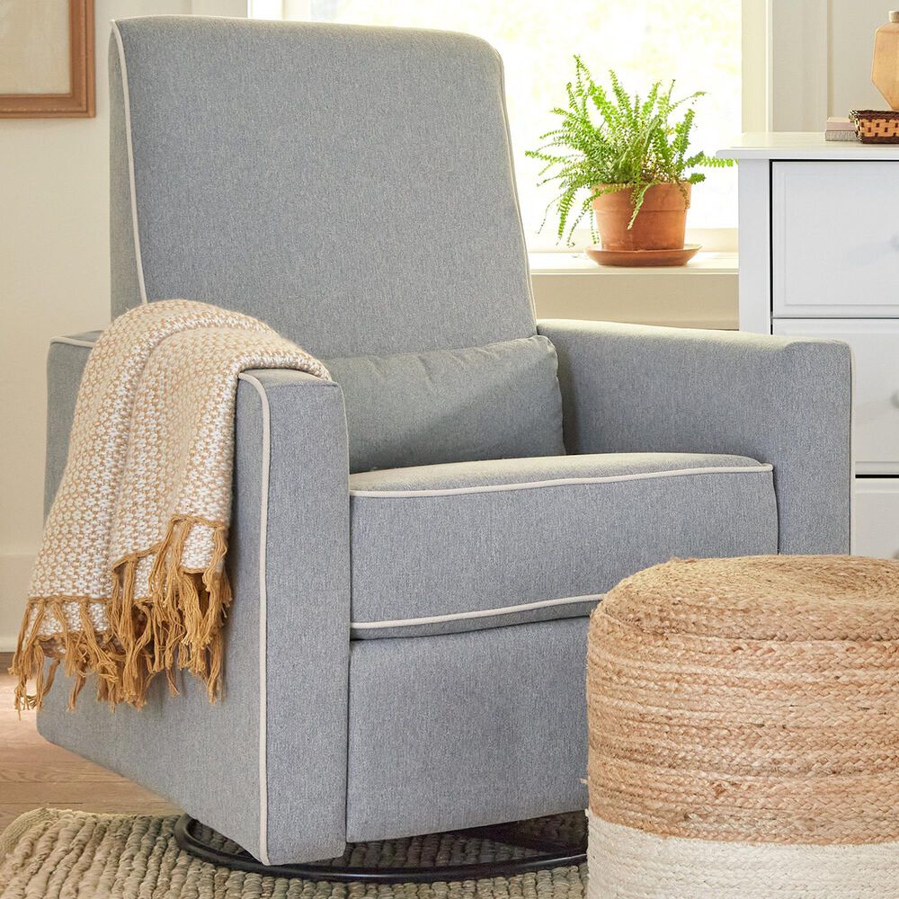 DaVinci Piper Swivel Glider Recliner in Grey and Cream NFM