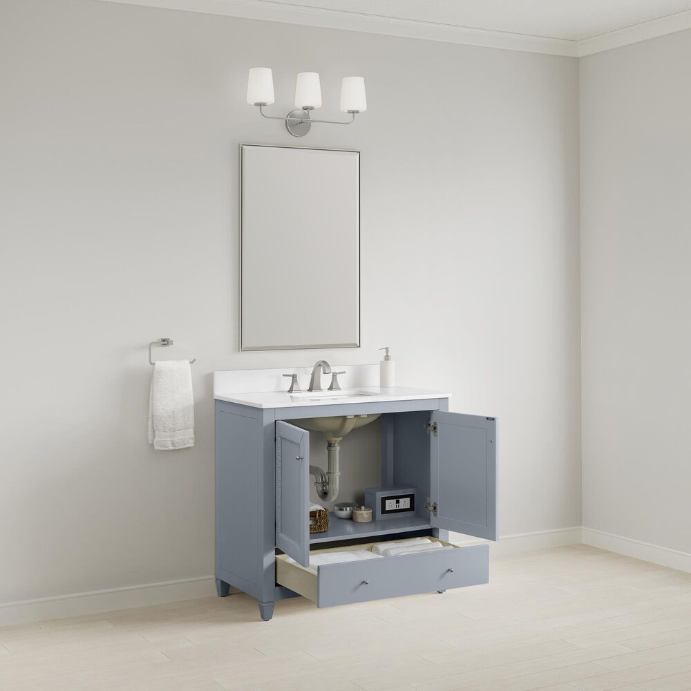 37B Claudine 36" Single Bathroom Vanity in Soft Blue with Glossy White Composite Stone Top and Backsplash, , large