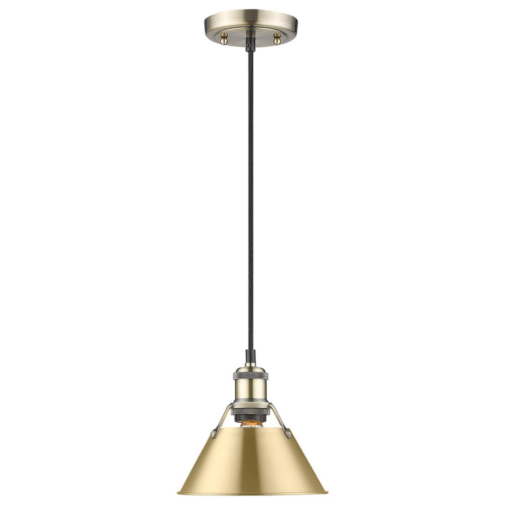 Golden Lighting Orwell 1-Light Small Pendant with Brushed Champagne Bronze Shade in Aged Brass, , large