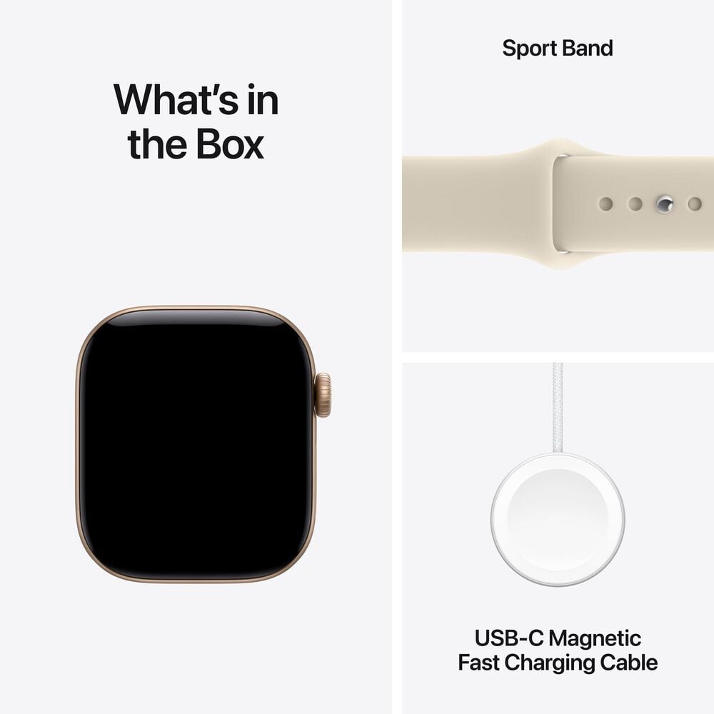 Apple Watch Series 12 (GPS) 42mm Light Gold Aluminum Case with Sand Sport Band - M/L, , large