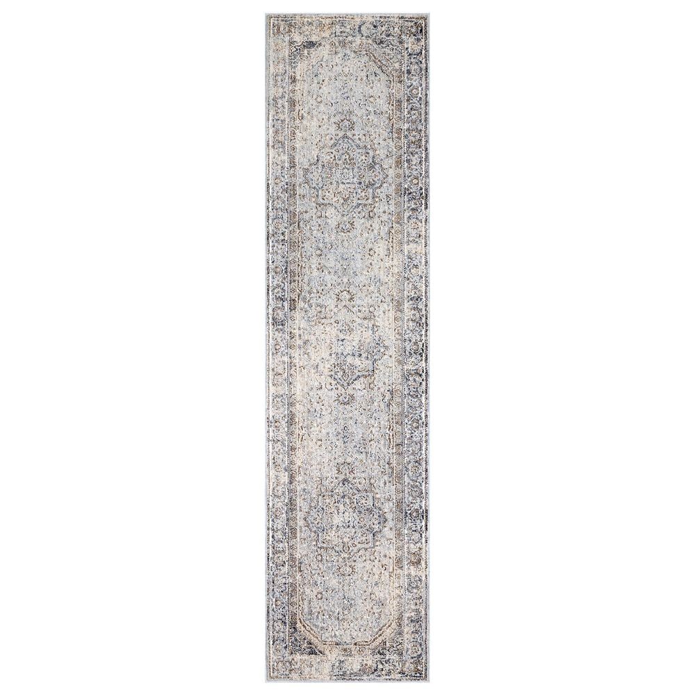 Surya Liverpool Black, Gray, Light Slate, White, Ivory, Brown and Olive 2"7" x 10"2" Runner, , large